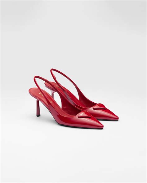 prada 110 leather pointy-toe pump|Cherry Red Patent Leather Slingback Pumps .